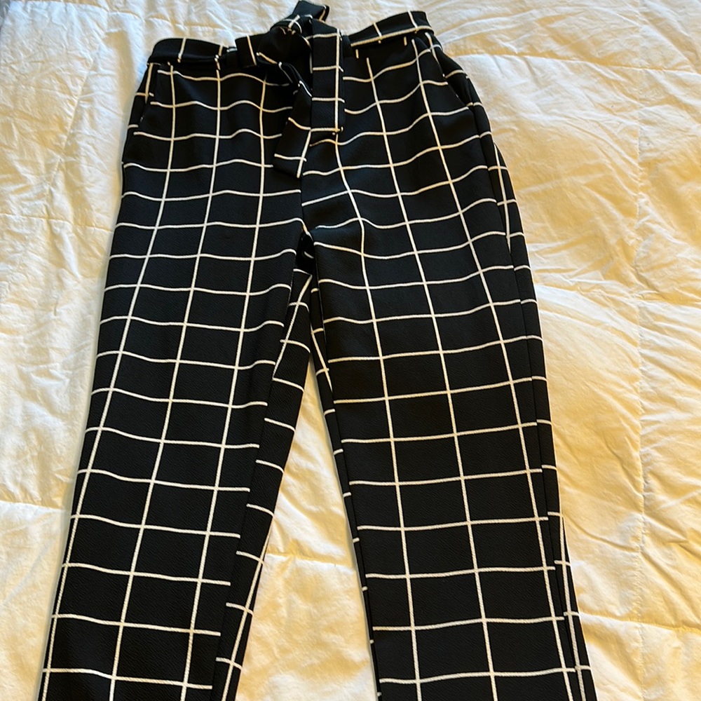 Stretchy Plaid Print Pants